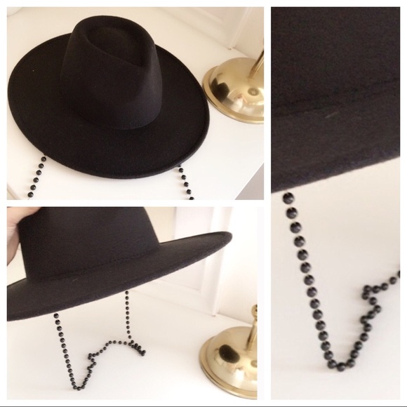 Hat medium fedora with string pearls black - Picture 5 of 6
